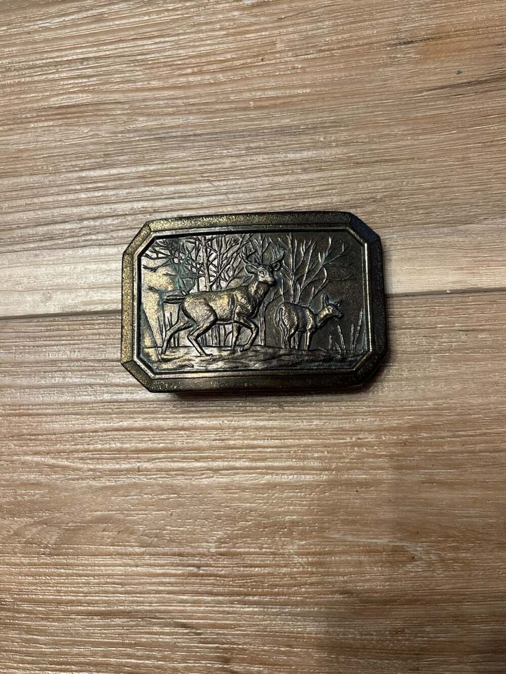 Vintage 1976 Great American Buckle Co. Deer Scene Belt Buckle #520
